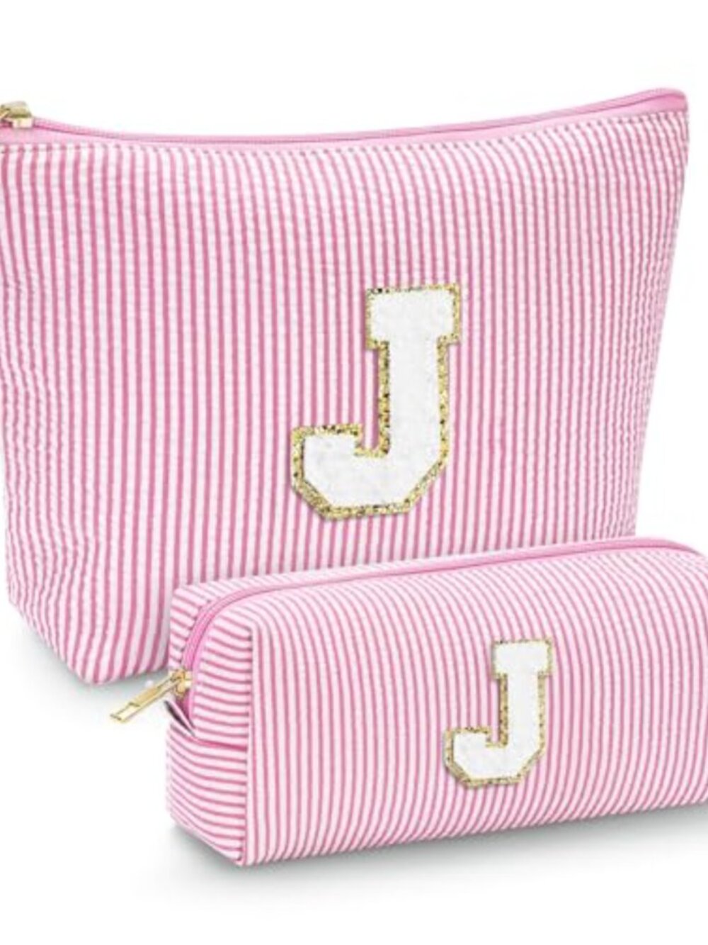 Initial Chenille Letter Makeup Bag Travel Cosmetic Case Toiletry Organizer
